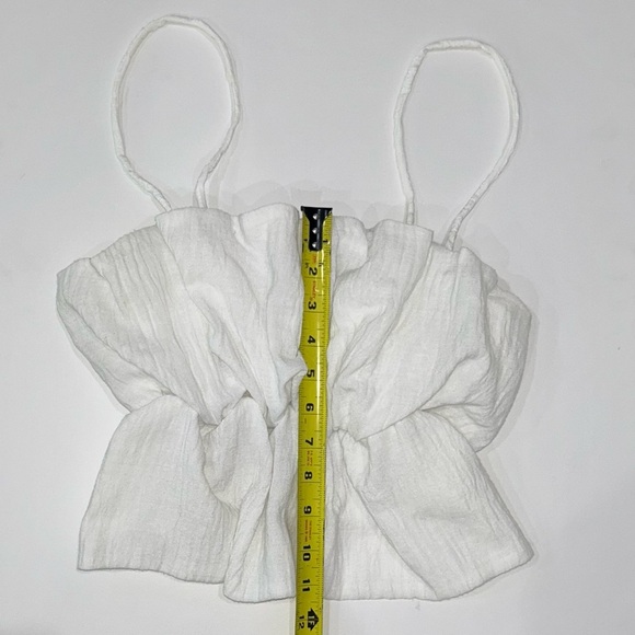 ZARA Ruched Smocked Crop top ruffled & gathered Tank Top Spaghetti Strap Cami M - Picture 7 of 9
